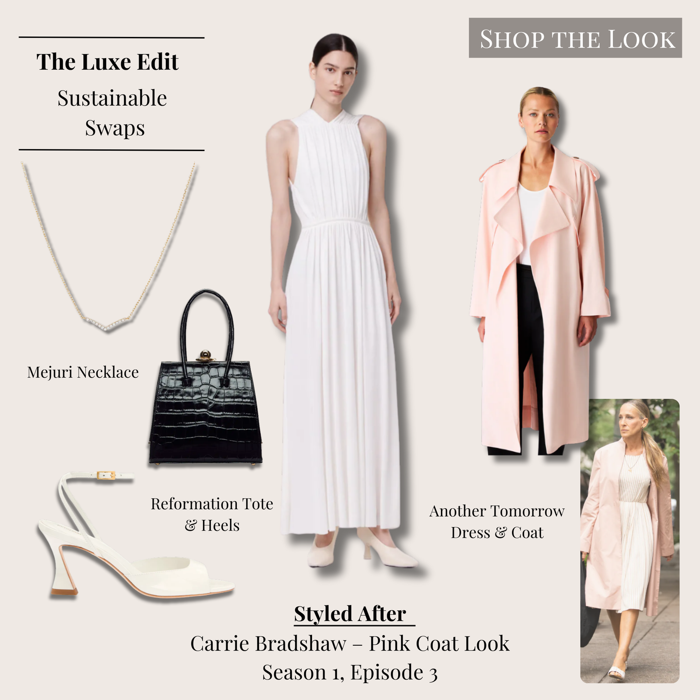 The Pink Coat and White Dress Moment Styled After Carrie Bradshaw AJLT