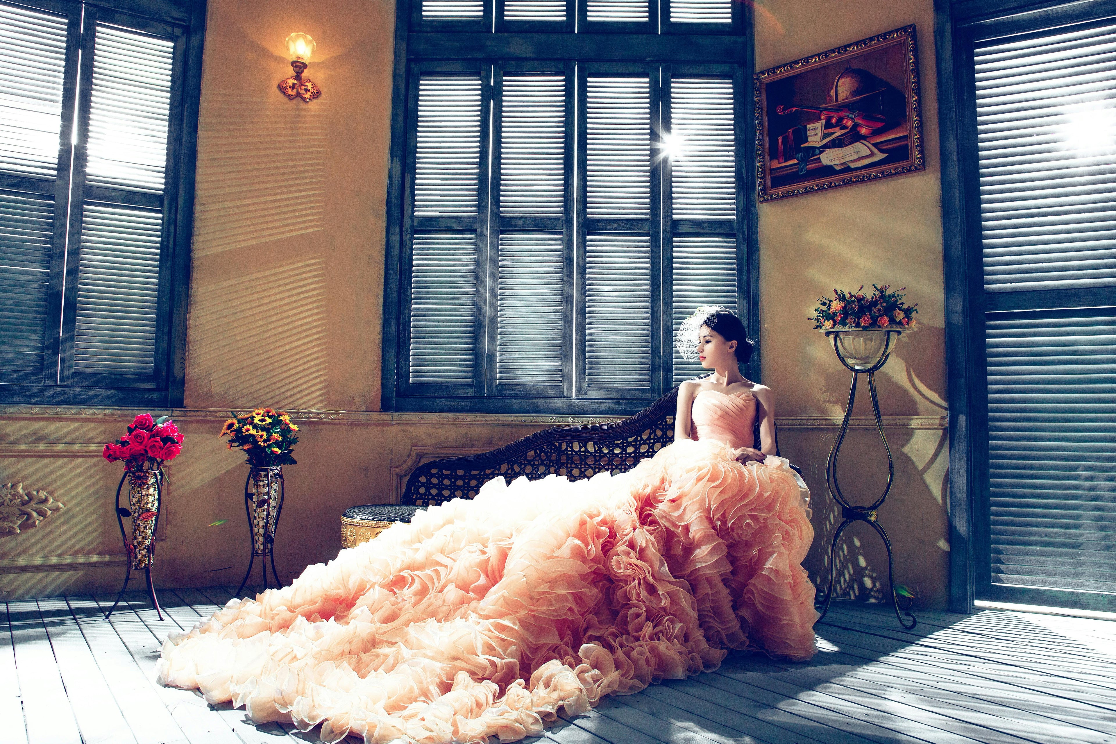 Elegant pink, organza dress, inspired by Carrie Bradshaw in And Just Like That, couture gown curated by Styled After.