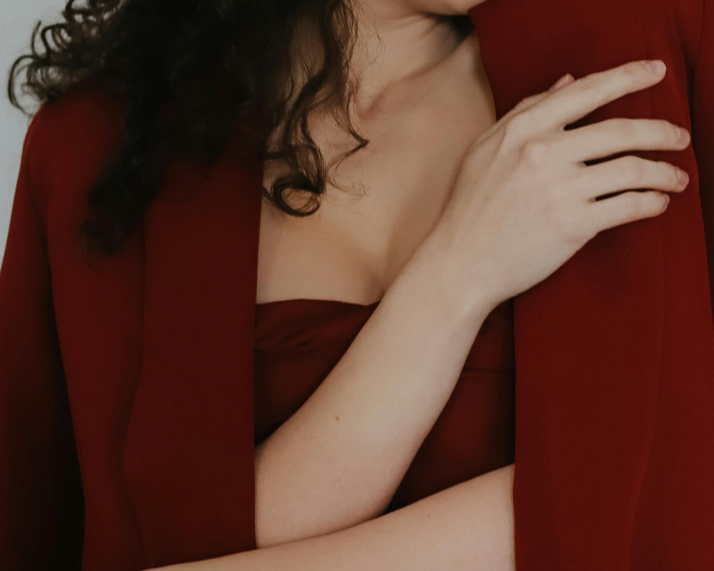 Elegant merlot red dress and coordinating blazer, inspired by Seema Patel, curated by Styled After.